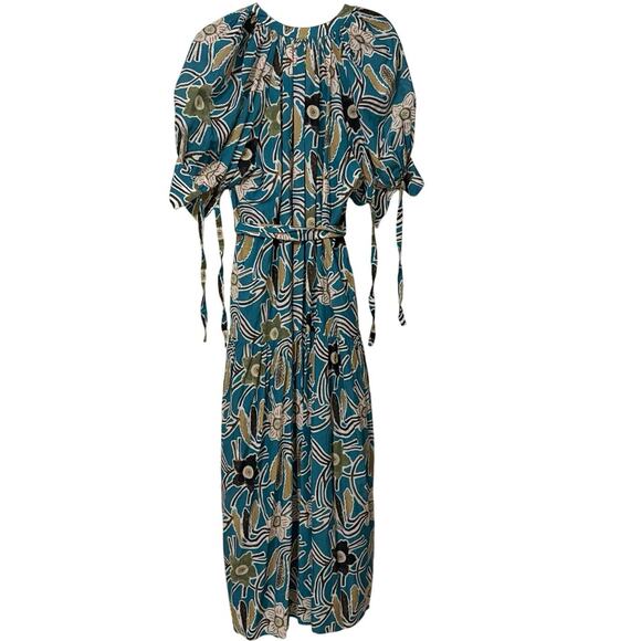 Ulla Johnson Blue Floral Print Ruffle Selena Midi Dress Size Small - Picture 4 of 5